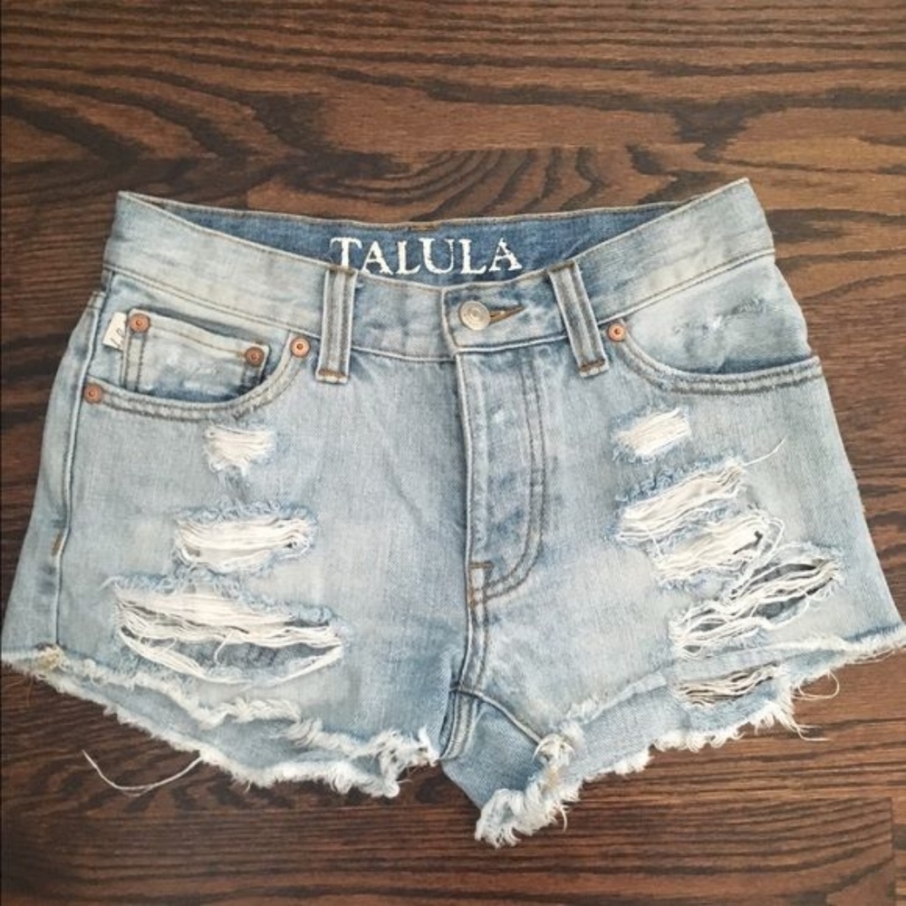 Aritzia Talula Distressed Denim Shorts